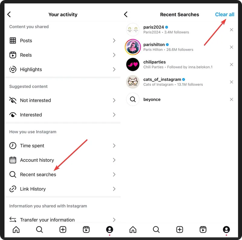screen guide how to clear all such suggestions