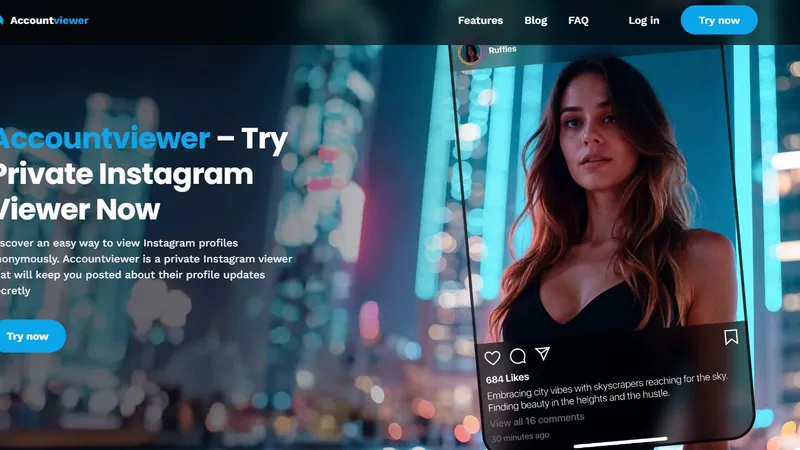 Accountviewer homepage screenshot:
Accountviewer dashboard — check Instagram activity discreetly
